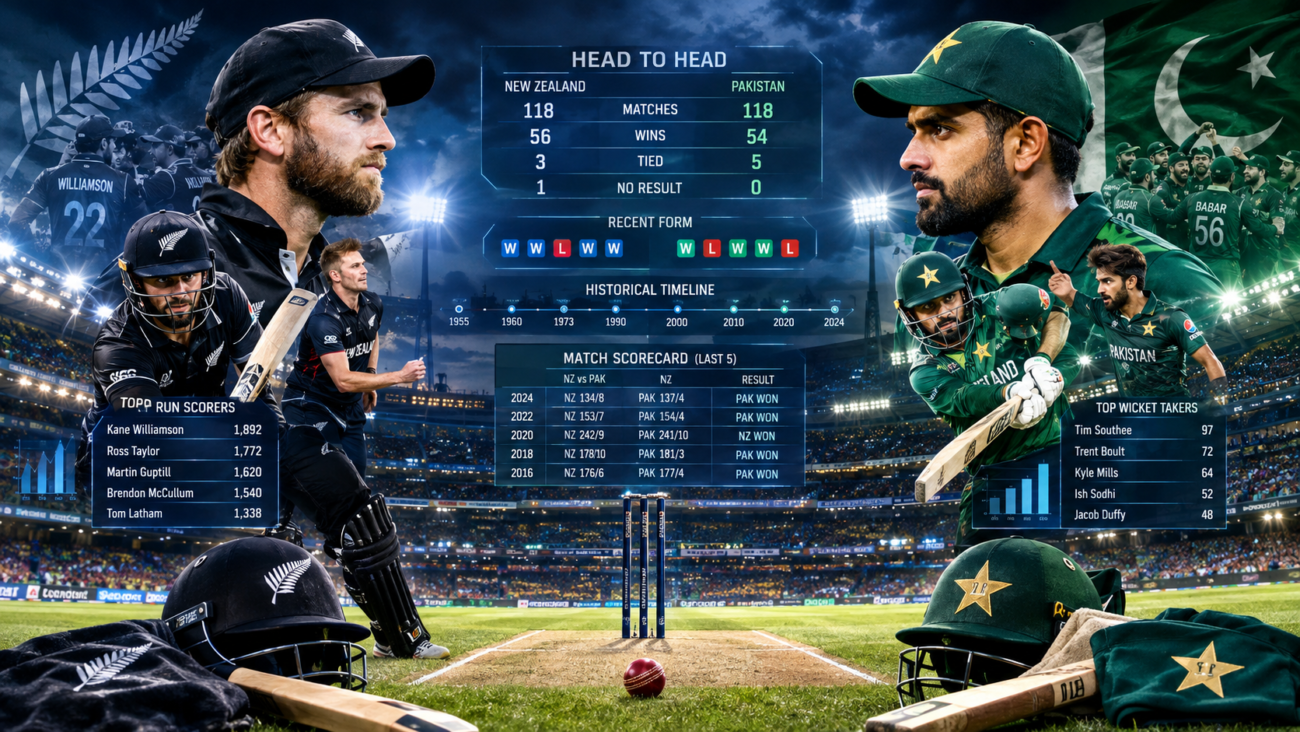 New Zealand National Cricket Team Vs Pakistan National Cricket Team Stats: